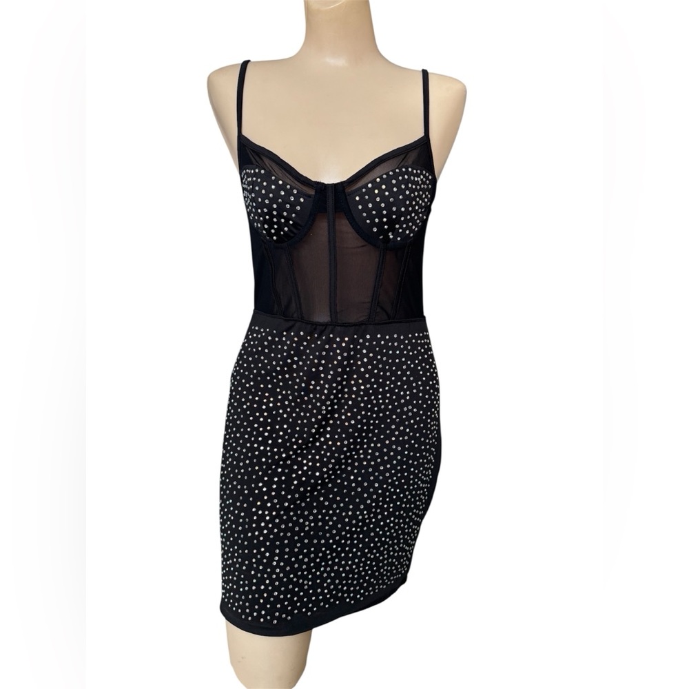 Blashe Sequin Mesh Cocktail Bodycon Mini Dress size Medium